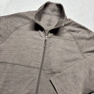 Woolx Hudson Full Zip Jacket Mens L Merino Blend Outdoor Tech Light Brown